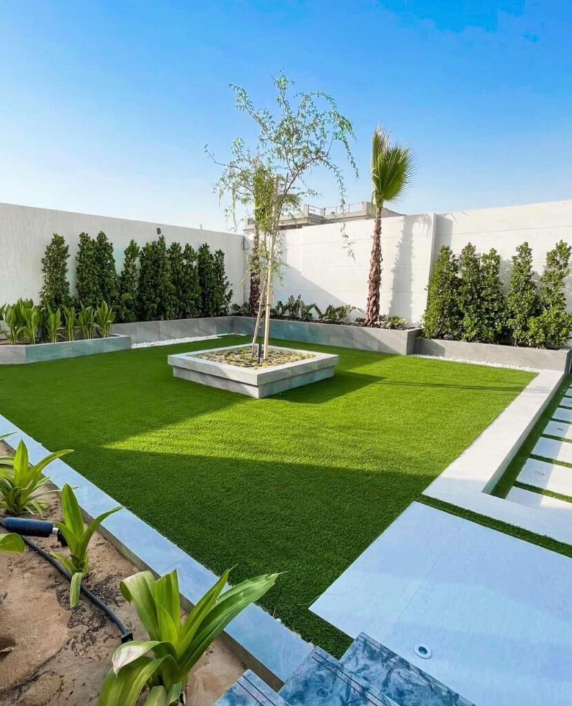 Professional garden maintenance in Jumeirah Islands Dubai villa